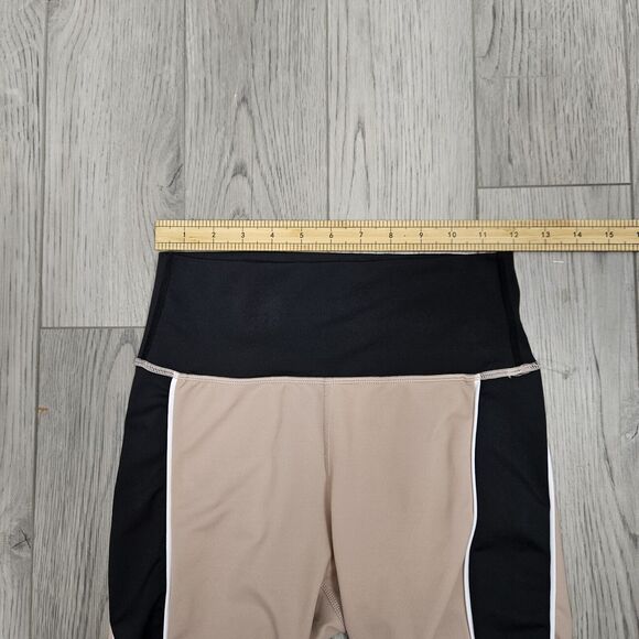 All Fenix High Rise 7/8 Colorblock Leggings Black Tan Performance Womens M - Picture 3 of 5